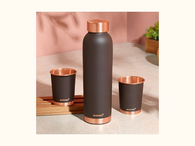 Copper and borosilicate drinkware